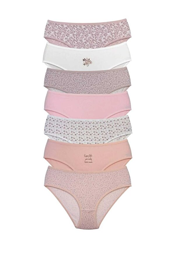 Clear Color Mixed Pattern 7-Piece Panties 95% Cotton Cotton