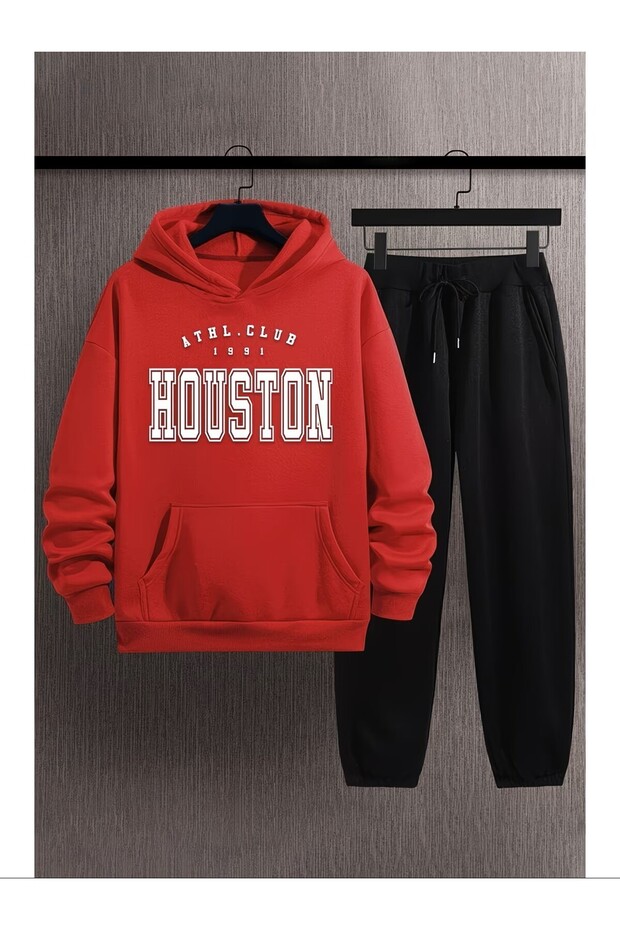 Men's Hooded Sweatshirt Top and Bottom Tracksuit Set Printed