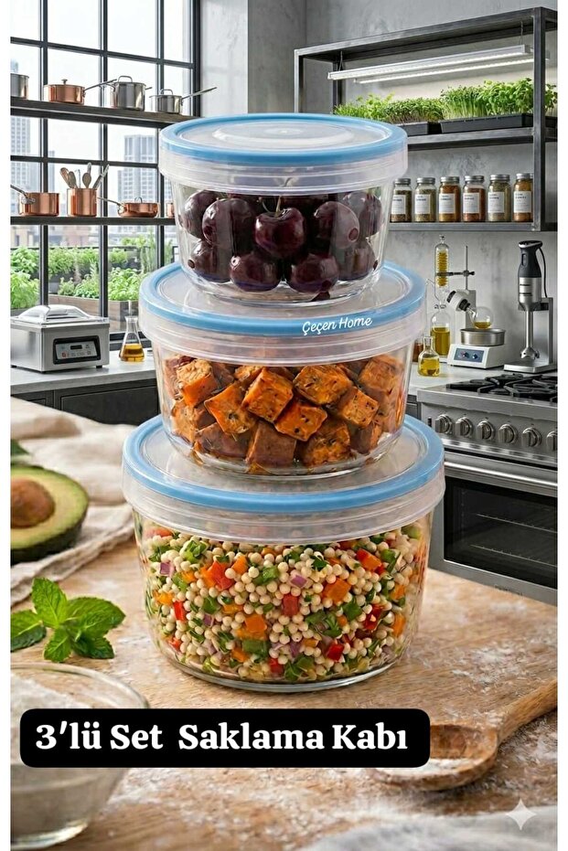Set of 3 Airtight Storage Containers with Leak-Proof Lids Food Storage Container (0.25Lt + 0.50Lt + 0.70Lt)