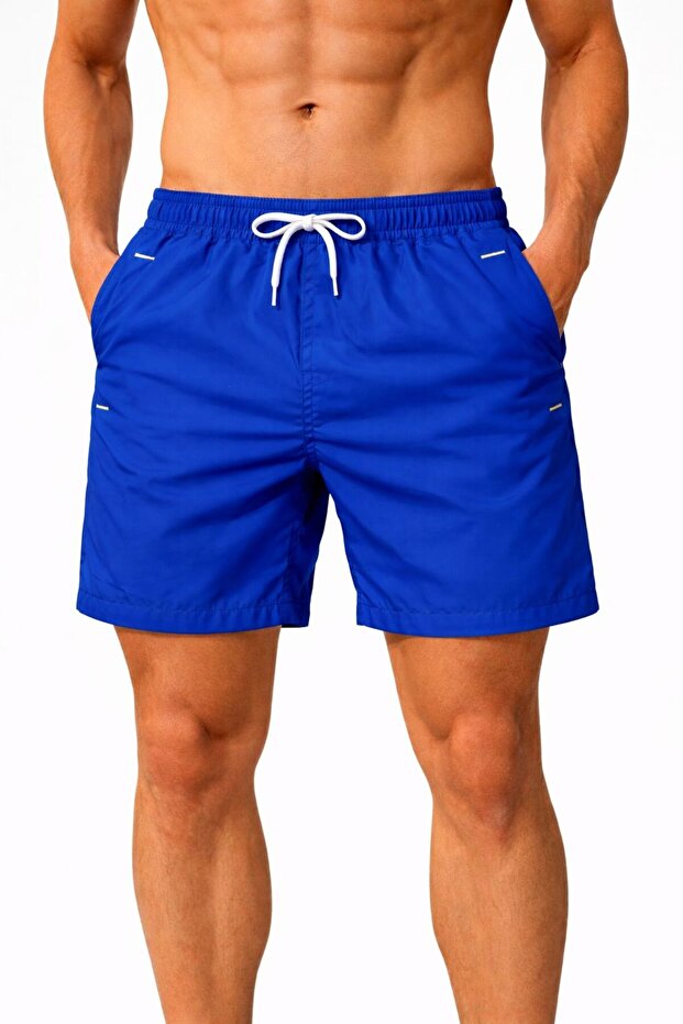 Colorful Pocket Zipper-Lined Swim Shorts