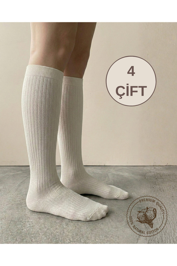 4 Pairs of Cotton Knee-Length Sleeping Socks