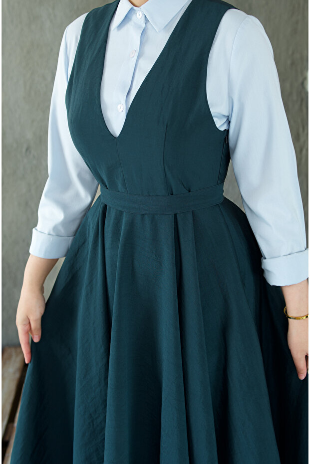 Taffeta V-Neck Jile Dress