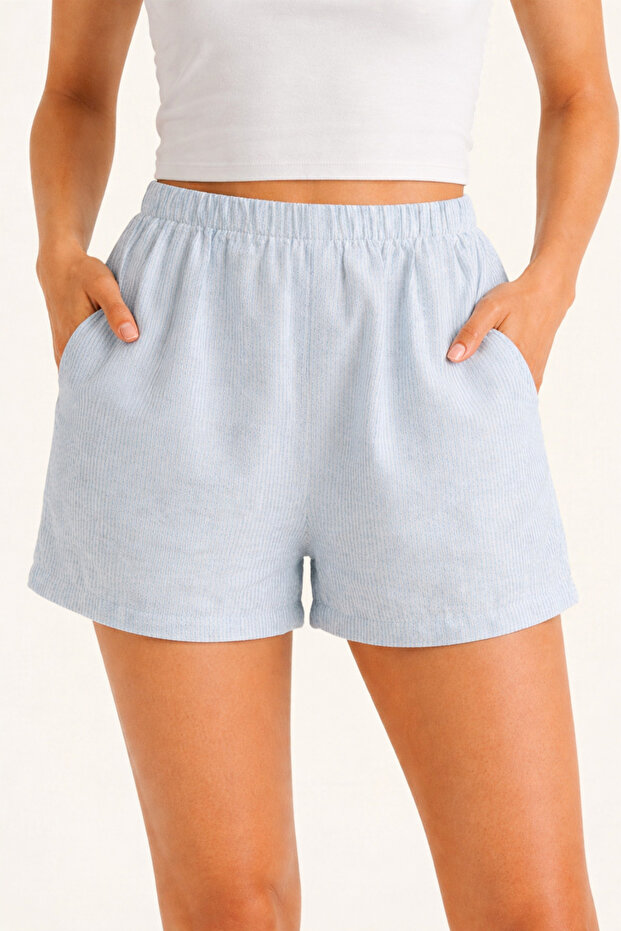 %100 Pamuklu Dokuma Şort - 1