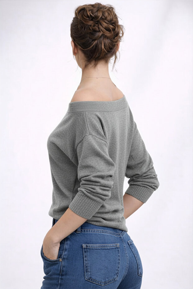 Soft Luxe Kayık Yaka Oversize Merserize Triko - 2