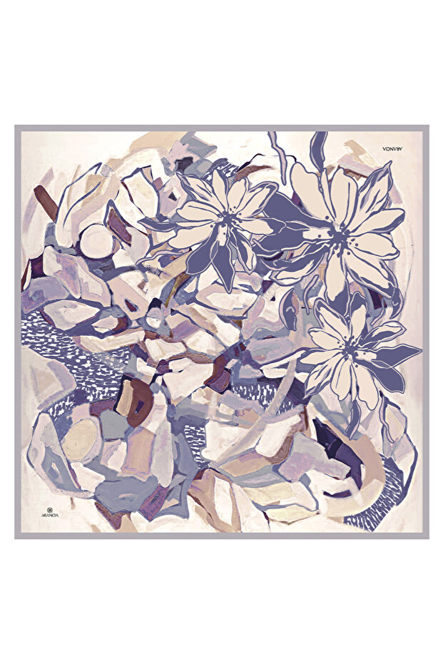 وشاح حريري رمادي مقاس 90×90