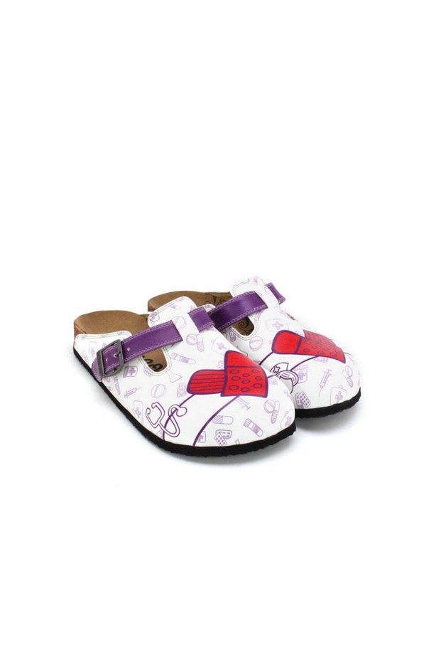 Women's Vegan Leather White Slipper - Heart Band-Aid Model - Wcal3469