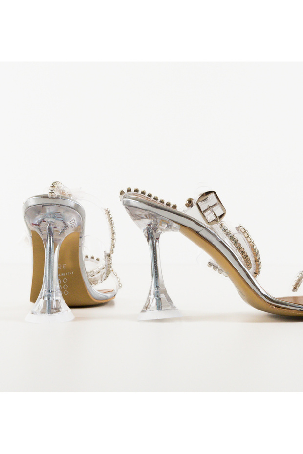 Fadder Silver Heeled Sandals - 5