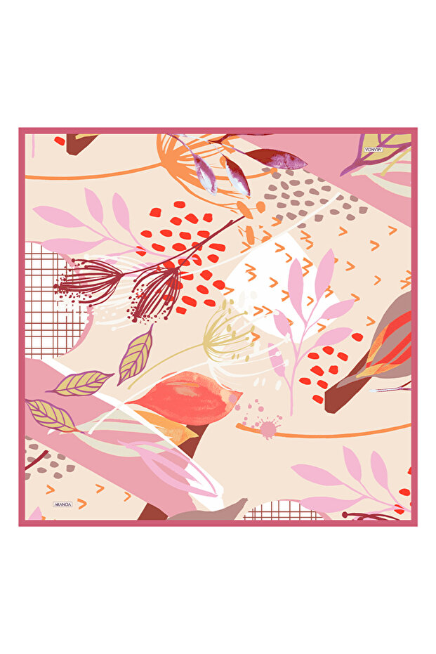 وشاح وردي اللون 90X90 نقي الملمس