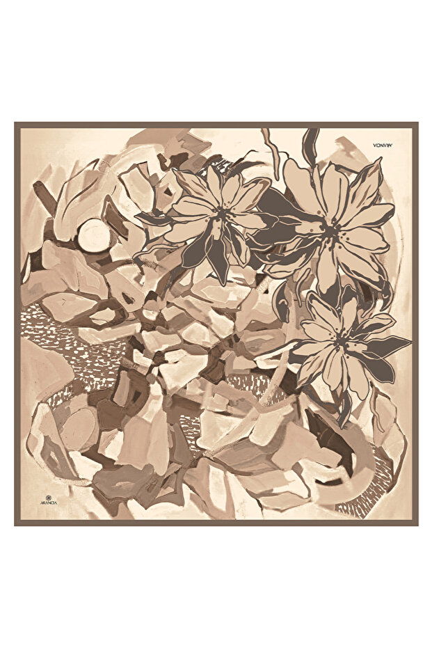 وشاح حريري بيج مقاس 90×90