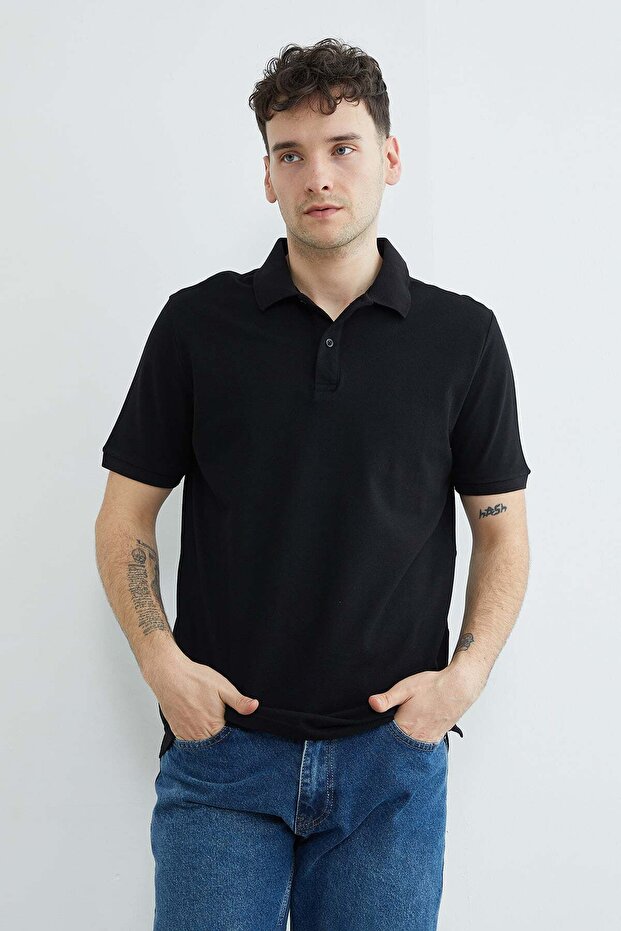 Basic Polo Yaka Pike Tişört - 3
