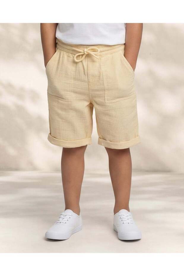 Boys Cream Jacquard Pullon Shorts