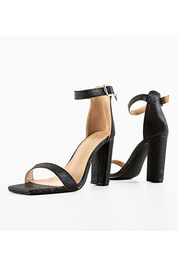 Sandale negre cu toc bufant - 5