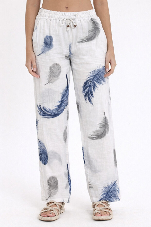 Women's Trousers - Muslin Patterned Classic Trousers - 2025