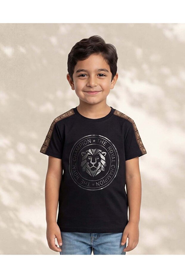 Boys Black Foil Print T Shirt