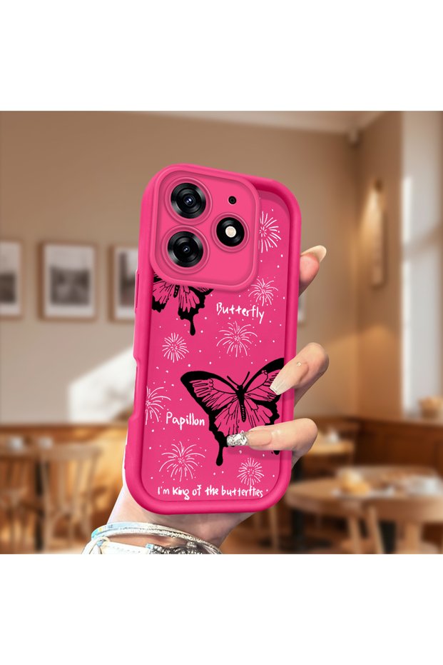 Silicone Slim Soft Phone Case Compatible with Tecno Spark 10 Pro Rose Red Phone Case Butterfly Pattern