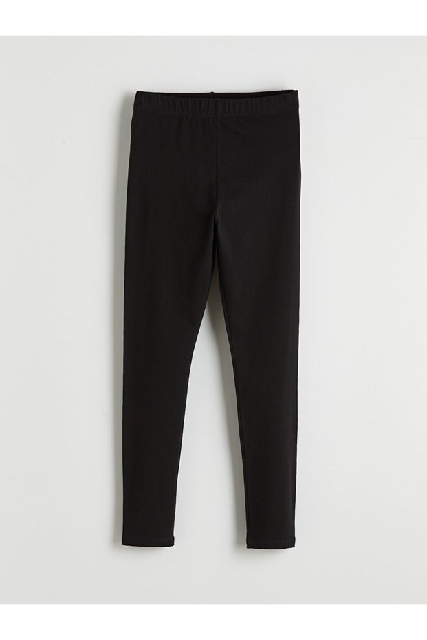 Lcw Kidsblack Girl's Leggings with Elastic Waist