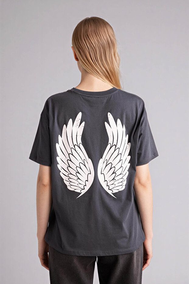 100% Cotton Oversized Back Printed T-Shirt G9618Ax26Sp