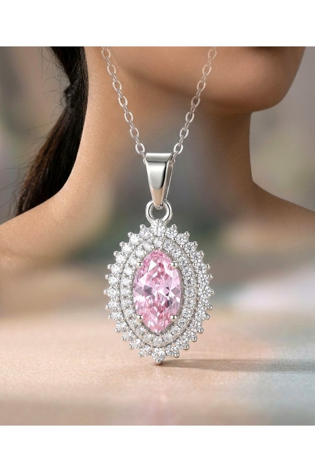 Silver Pink Drop Pearl Necklace (Serious Relationship Combination, Only the Necklace) Steel Necklace