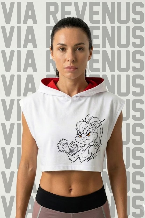 Gym Lola Printed Zero Sleeve Hooded Sports Women Cropped