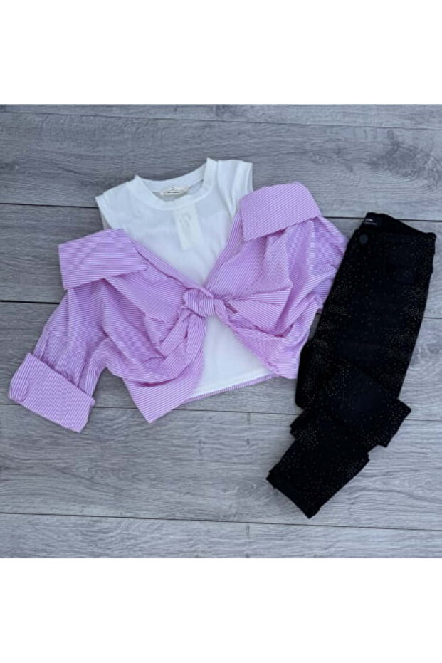 Jachetă lungă cu funde - Alb - 6