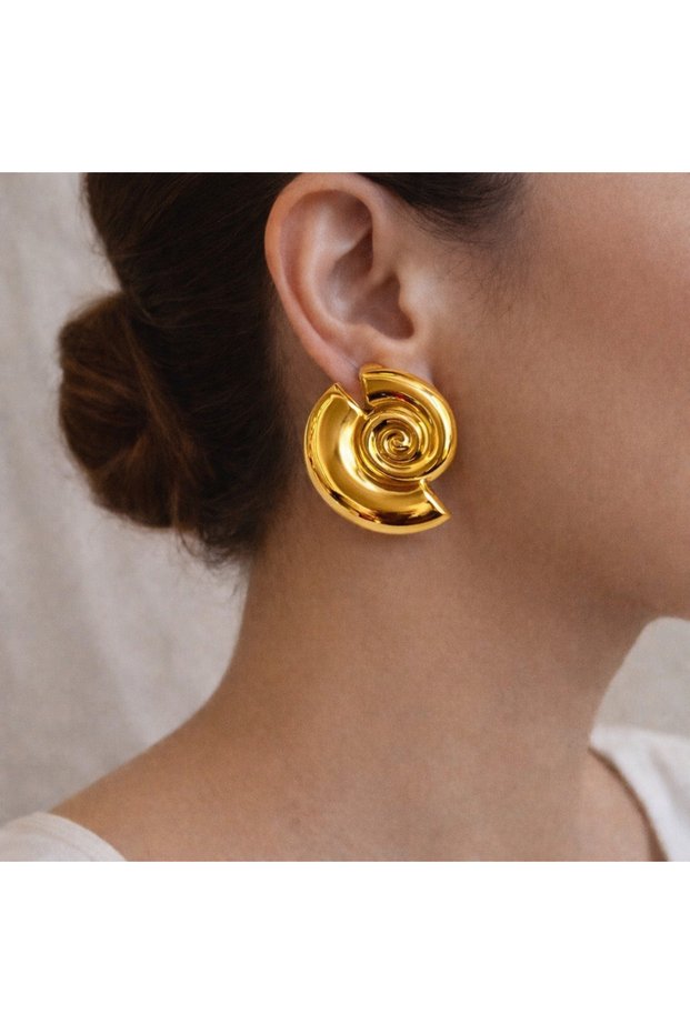Daisy Gold Color Metal Seashell Earrings