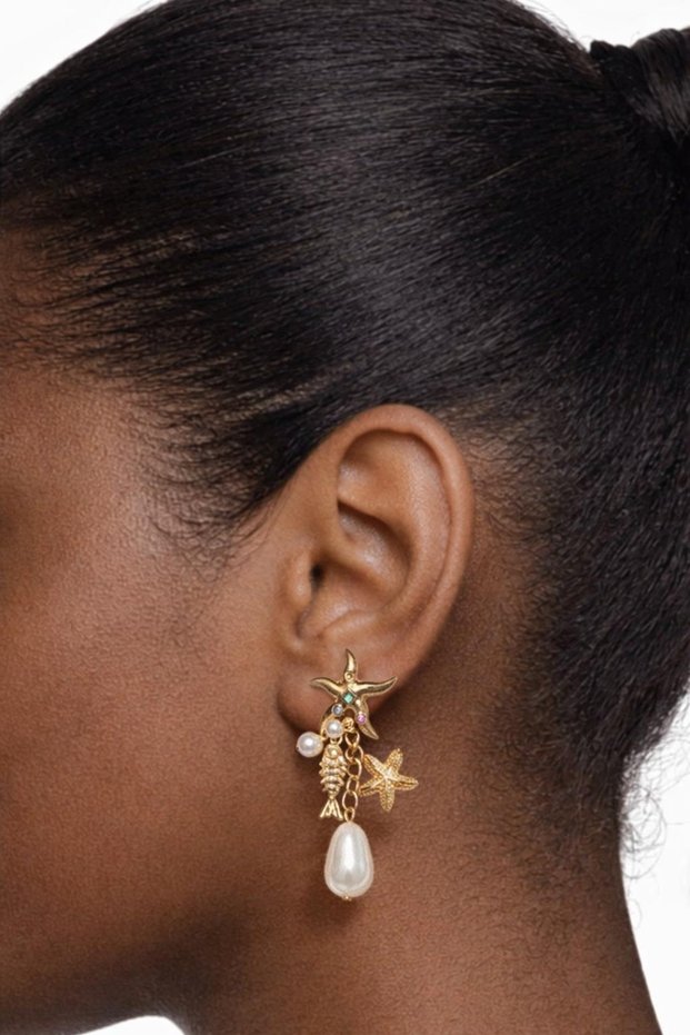 Ember Sea Star Formed Chram Dangle Earrings