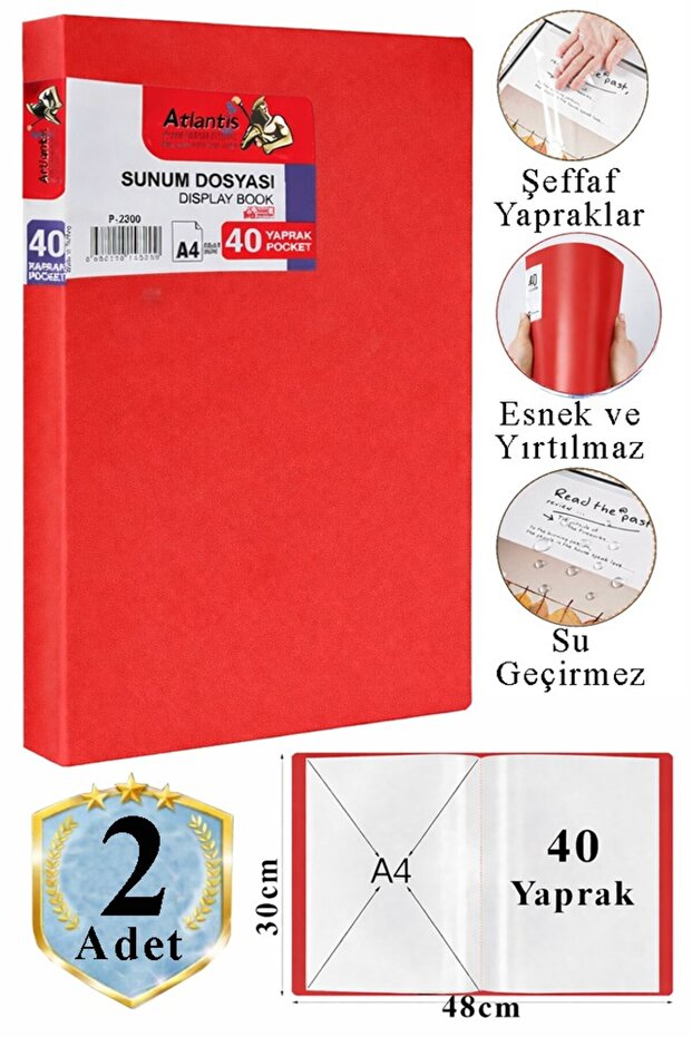 ملف عرض تقديمي أحمر، 40 حقيبة، 2 قطعة، ملف كتالوج مع حقيبة، 40 حقيبة بلاستيكية ذاتية التعبئة