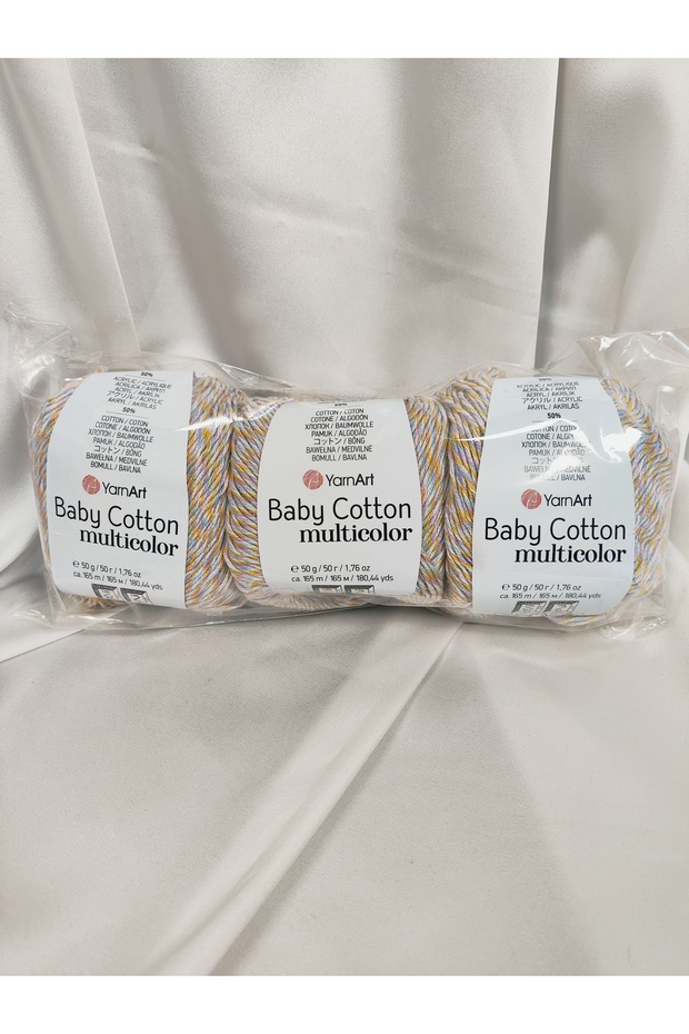 Baby Cotton Multicolor Hand Knitting Yarn (3 Pieces) - 5212