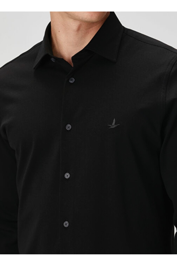 Slim Fit Örme Stretch Gömlek - 4