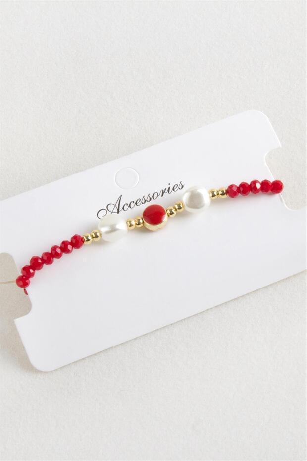 Enamel Pearl Crystal Macrame Rope Bracelet