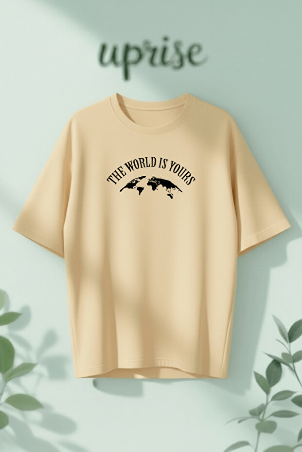 The World Is Yours Printed Cotton Lu Oversized T-Shirt