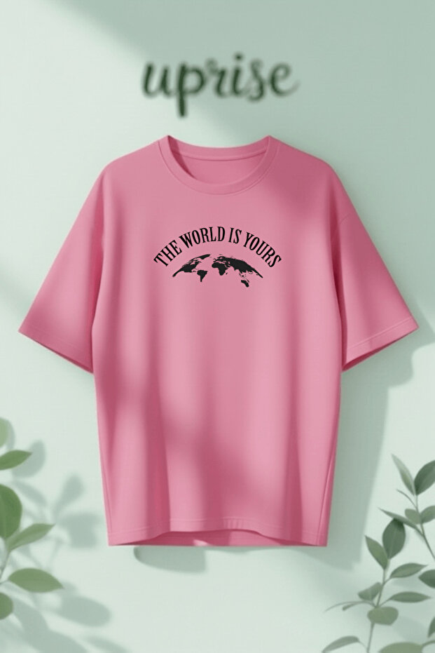 The World Is Yours Printed Cotton Lu Oversized T-Shirt