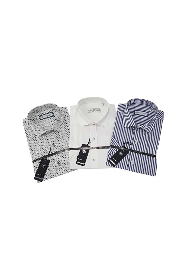 3-Piece Slim Fit Men's Short Sleeve Shirt Set – Size m