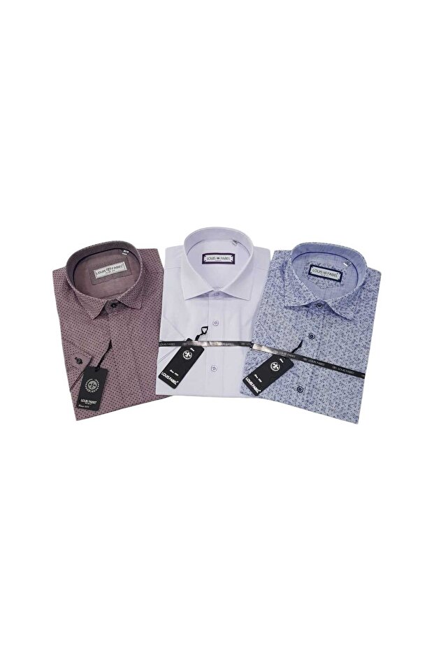 3-Piece Slim Fit Men's Short Sleeve Shirt Set – Size m