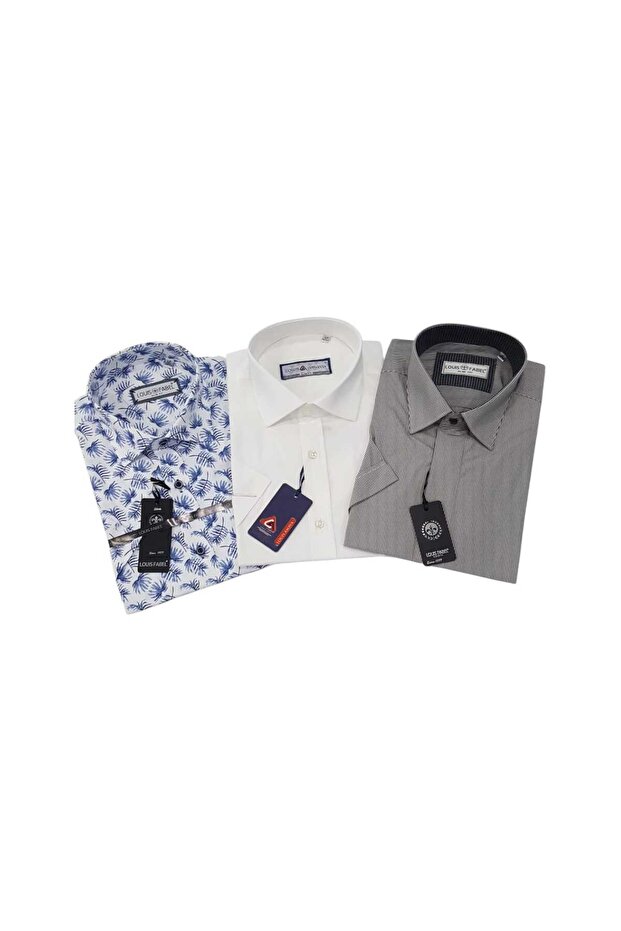 3-Piece Slim Fit Men's Short Sleeve Shirt Set – Size m