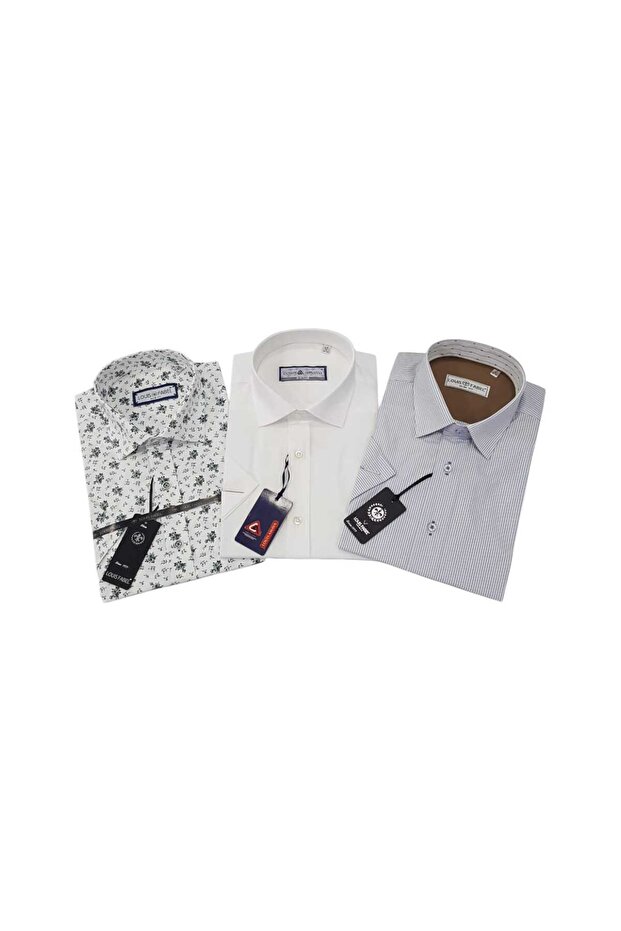 3-Piece Slim Fit Men's Short Sleeve Shirt Set – Size m