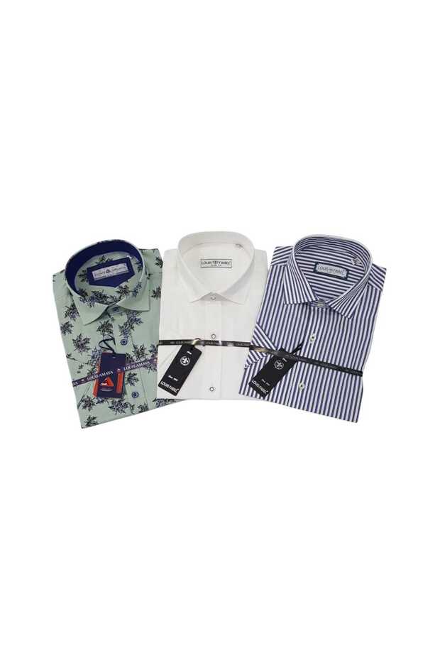 3-Piece Slim Fit Men's Short Sleeve Shirt Set – Size m