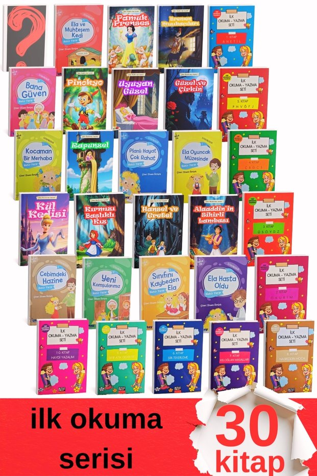 30-Piece Children's Book Set | First Reading, Ela’nın Maceraları and Dünya Klasikleri