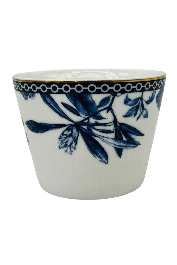 Luhpar Porcelain Tumbler 8 cm*6 cm, Blue Floral Design with Gold Rim