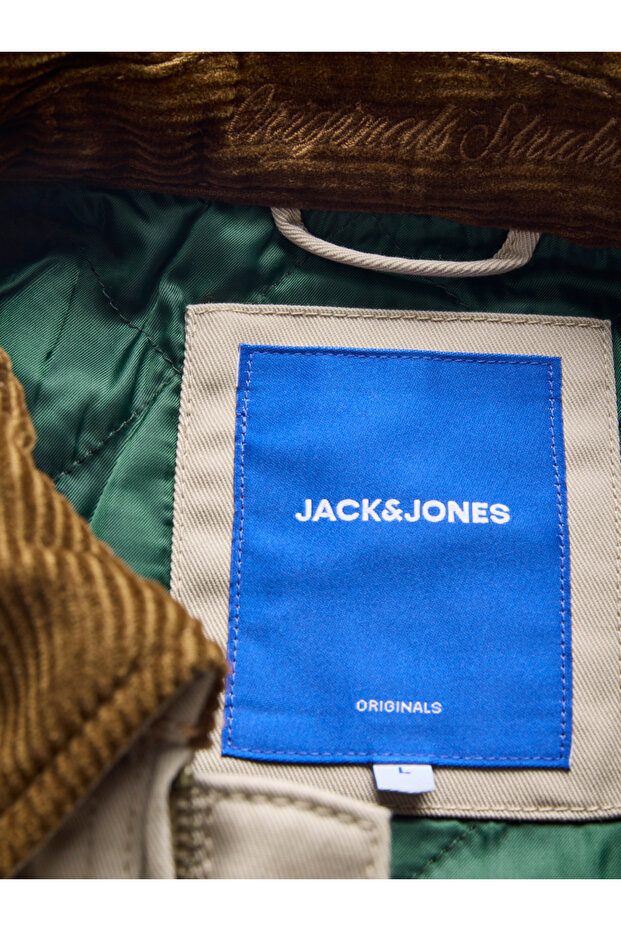 Beige Solid Zip-Up Worker Jacket - 3