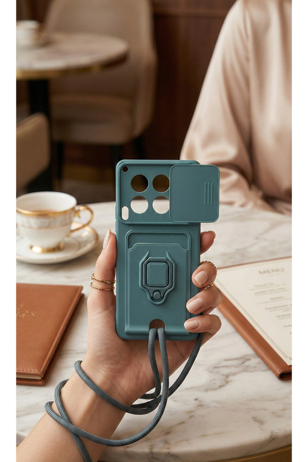 حافظة هاتف متوافقة مع تكنو كامون 30 مع حلقة تعليق على الرقبة يمكن استخدامها كحامل - 1