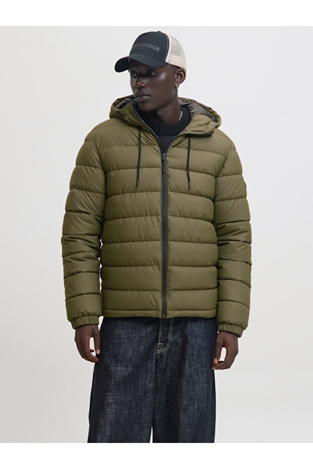 جاكيت مبطن بسحاب بلون الزيتوني السادة - 5