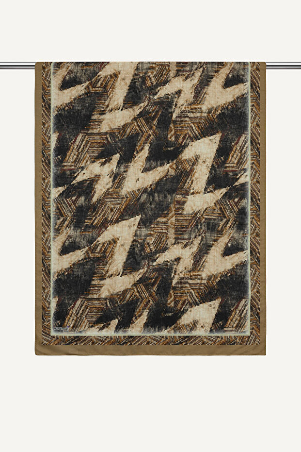 Mustard Zigzag Patterned Organic Shawl - 2