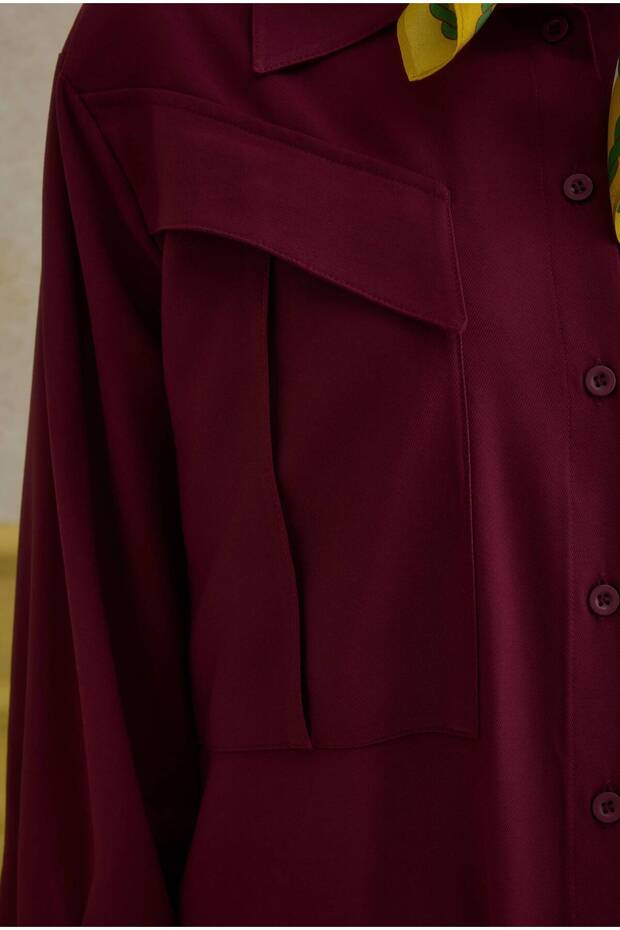 Modern Cep Detaylı Gömlek Bordo - 4