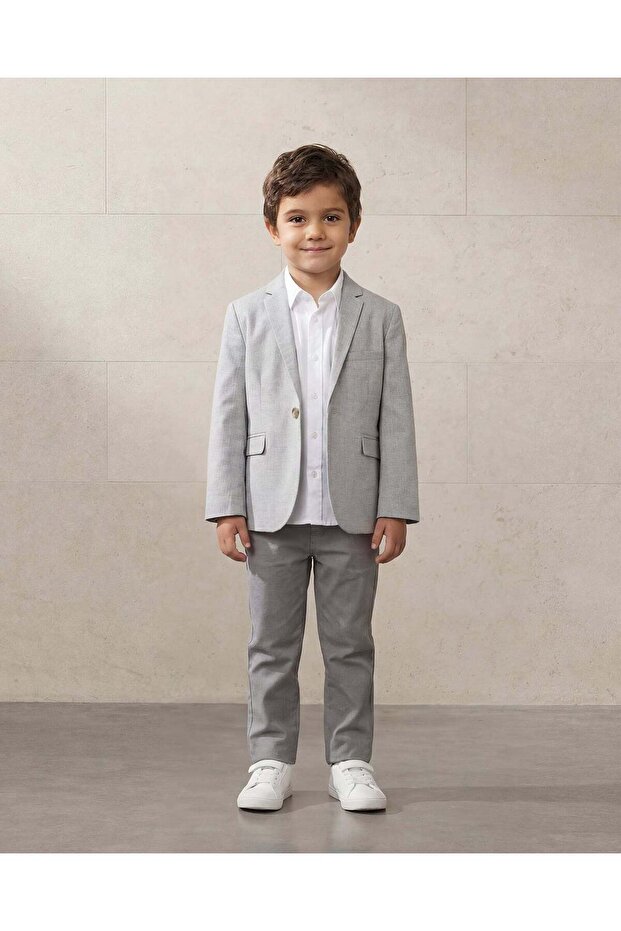بليزر رمادي سادة للأولاد - 2