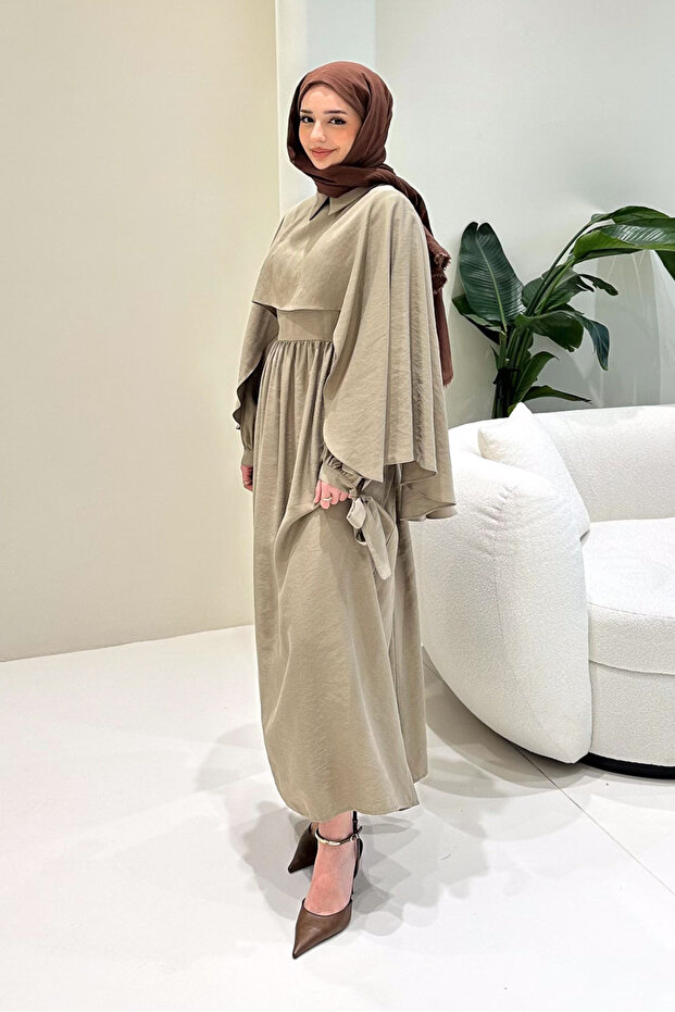 Noemi Cape Dress - Mink