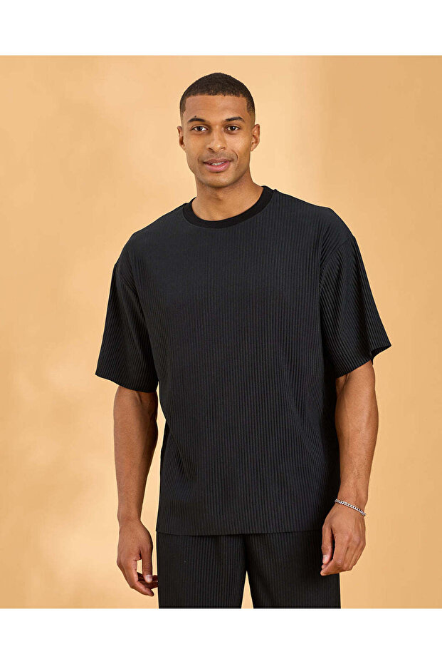 Men Black Lounge Crew Neck T-Shirt