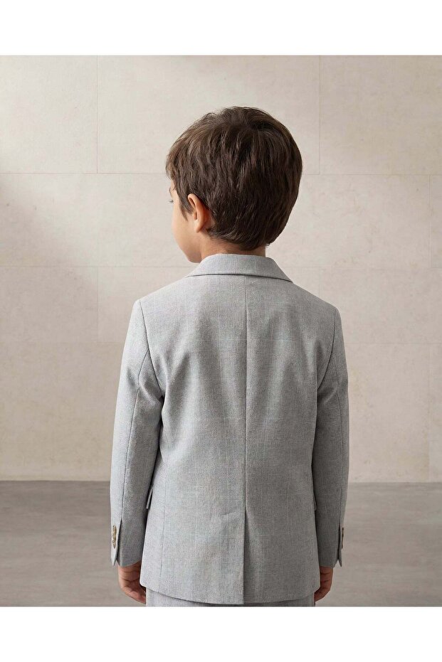 بليزر رمادي سادة للأولاد - 3