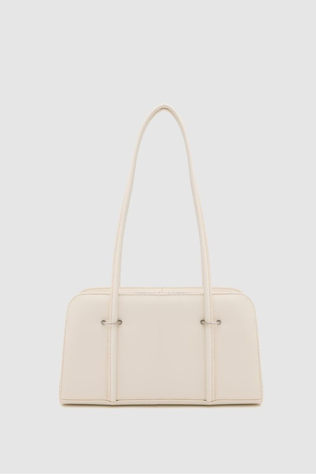 Hansal Metal Detailed Baguette Bag Cream