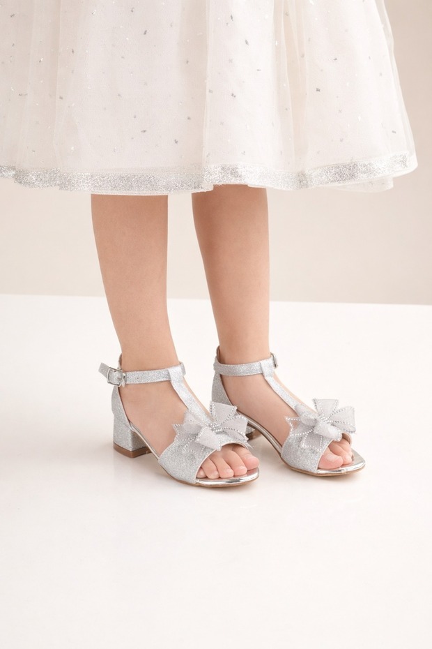 Girl's Special Occasion Shoes/ Glittery Bow Detail Sandals